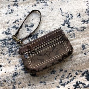 Coach Signature Canvas Wristlet, Dark Brown
